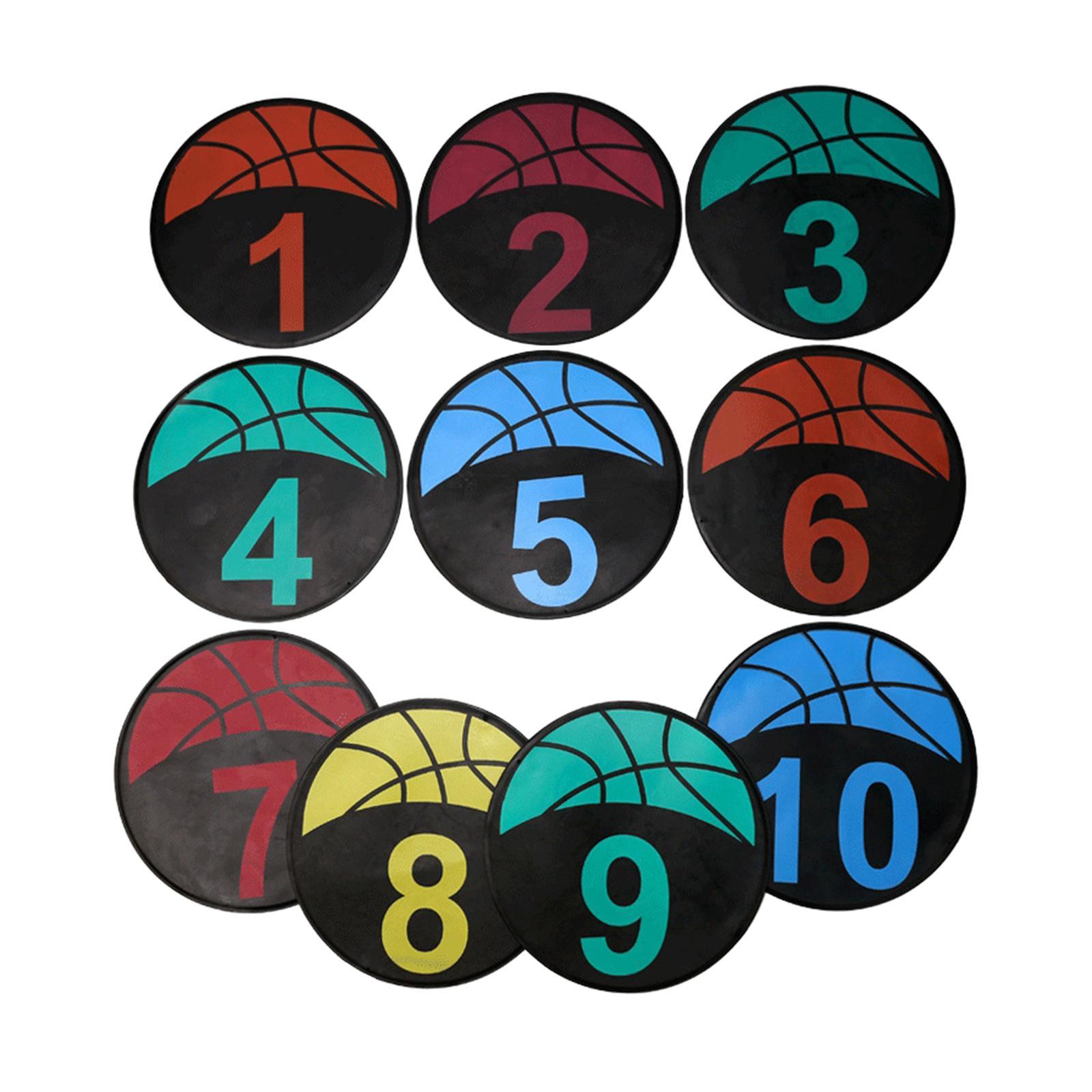 10Pcs Basketball Spot Markers Flat Disc Markers Gym Floor Anti Slip Footstep Mat Skill Training Mat Trainer Aid for Classroom Drills Soccer Sports