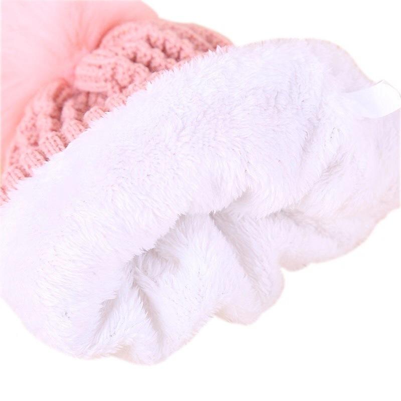 Mới Móc Pompom Bóng Cho Bé Gái Nón Mùa Thu Đông Nắp Ấm Dành Cho Bé Trai Bé Gái Dệt Kim Cho Bé Bộ Nón Trẻ Em Mũ Lưỡi Trai