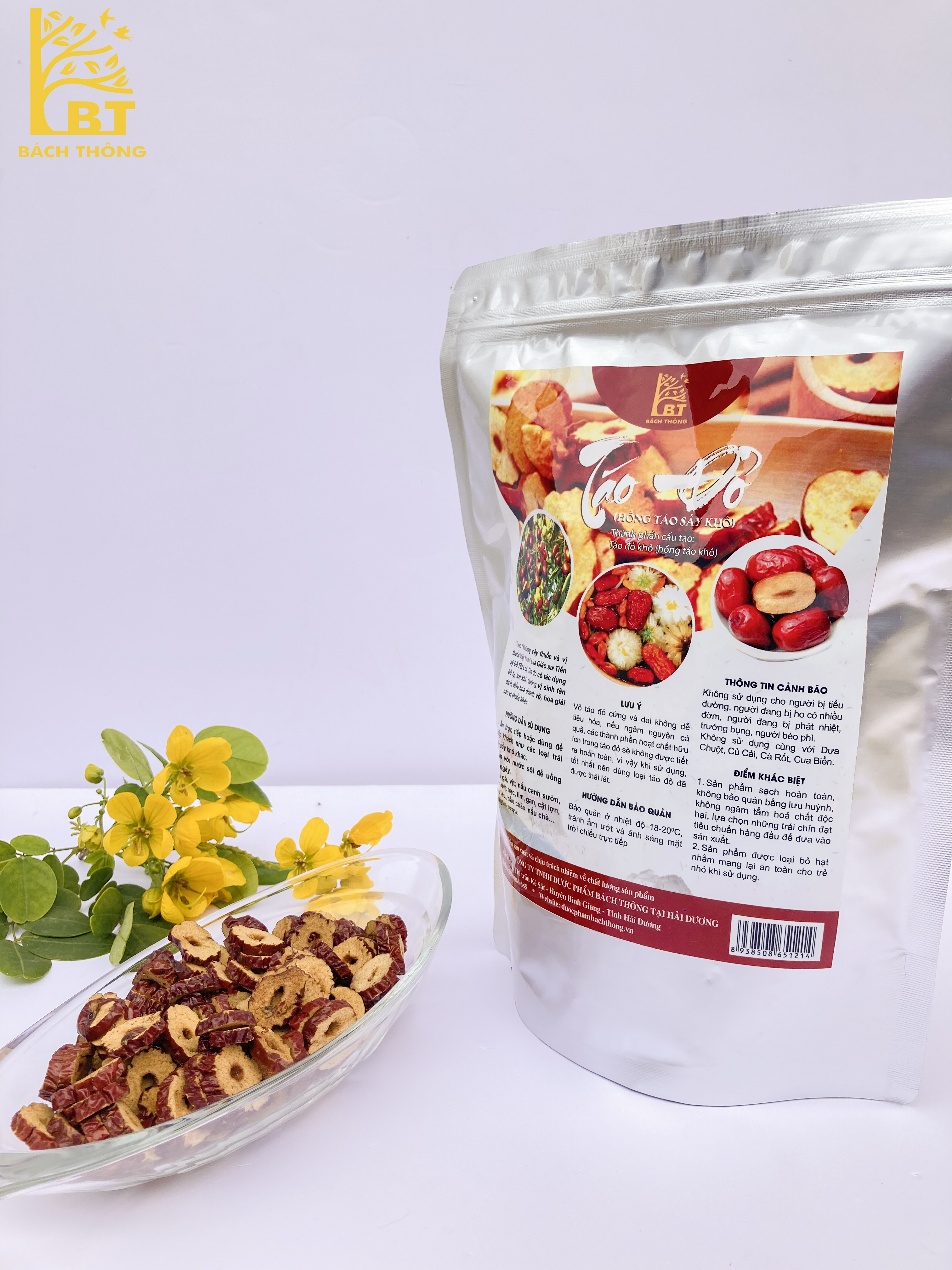 Snack Táo Đỏ Bách Thông, Sấy Khô, Bỏ Hạt Dạng Túi 450gr