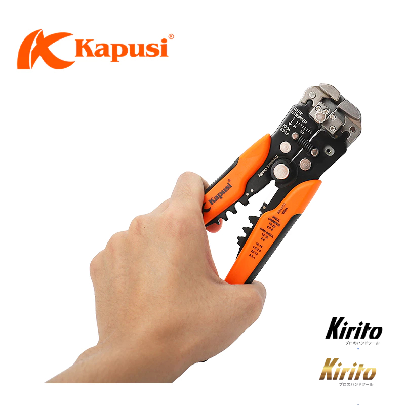 Kìm tuốt dây điện tự động công nghiệp, bấm cos, cắt dây Kapusi Nhật Bản 8 inch/ 200mm