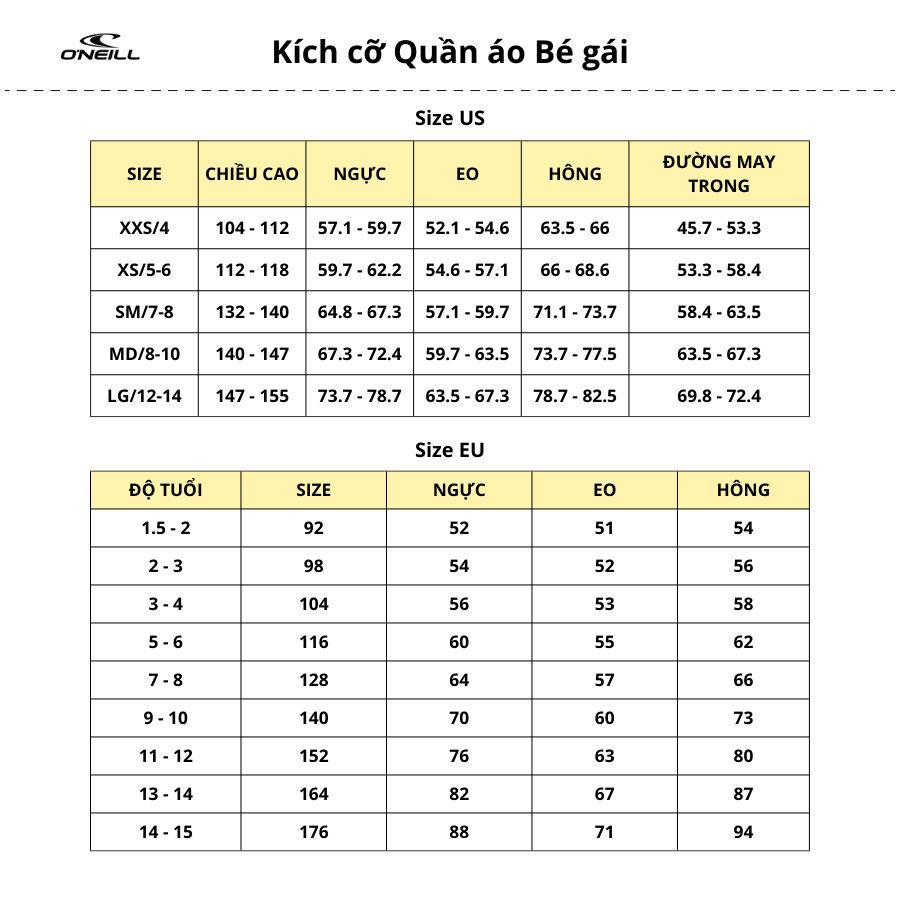 Đồ bơi một mảnh bé gái Oneill Tatum Surf - SP3874016-BLK