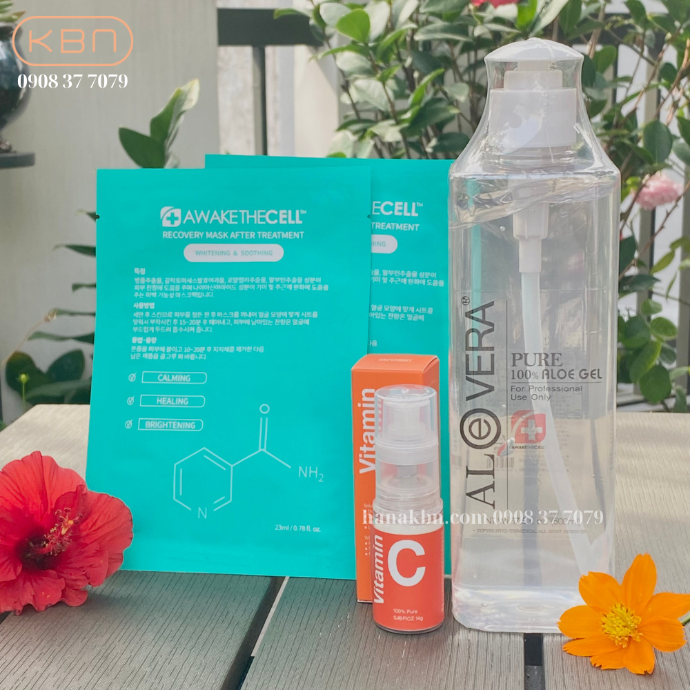 Combo Dưỡng Ẩm Dưỡng Trắng Vitamin C Bột Và Gel Lô Hội Aloevera Tặng 2 Mặt Nạ Soothing