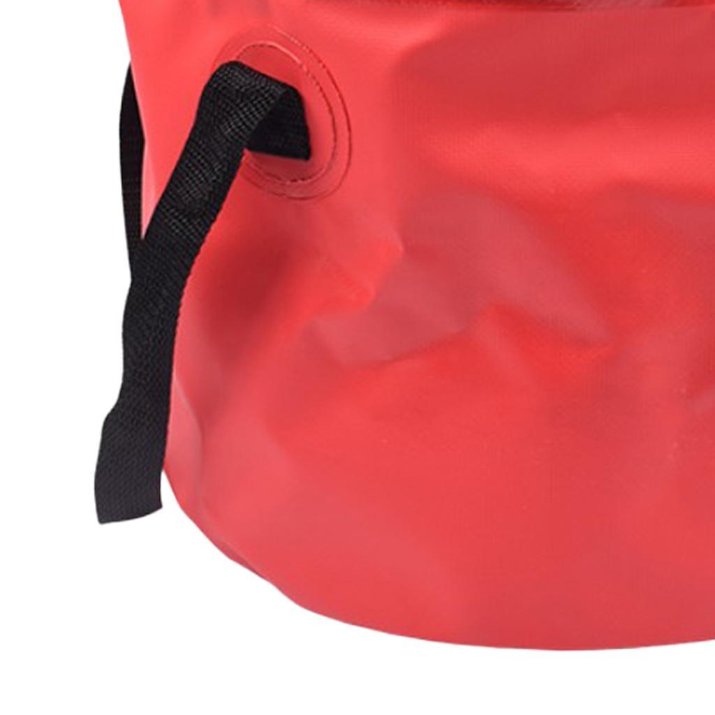 Outdoor Collapsible Water Bucket Carrier Leakproof Folding Pail Red