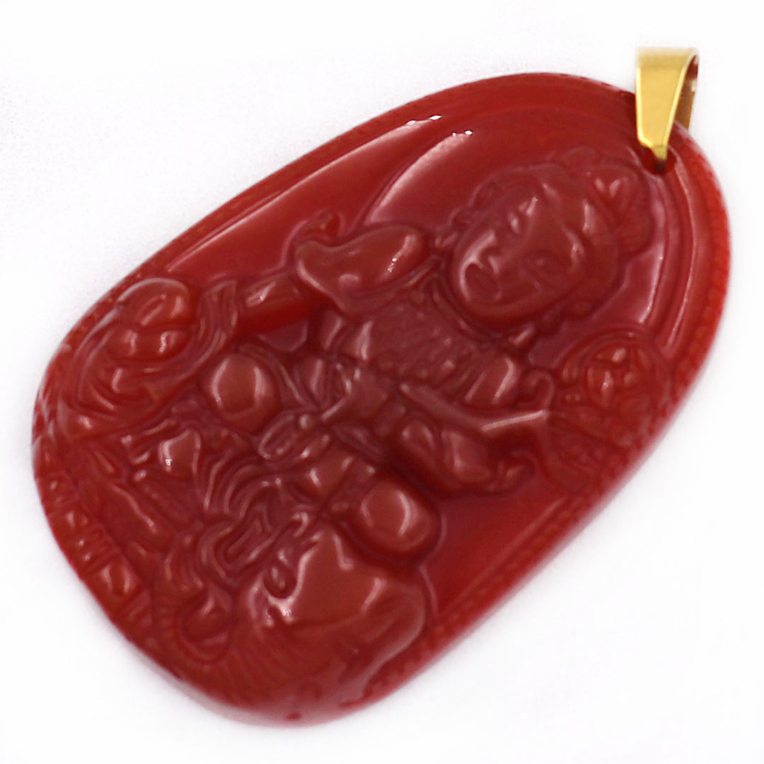 Mặt Phật Bồ Tát Phổ Hiền thạch anh đỏ 3.6cm - Phật bản mệnh tuổi Thìn, Tỵ