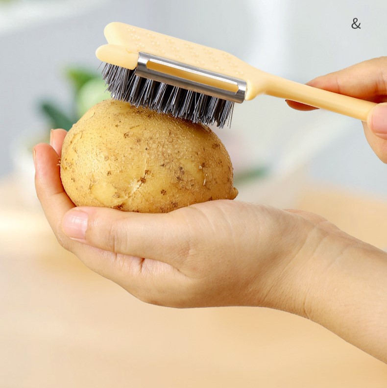 Dụng Cụ Chà Rửa Củ Quả Kèm Dao Bào Gọt Đa Năng
