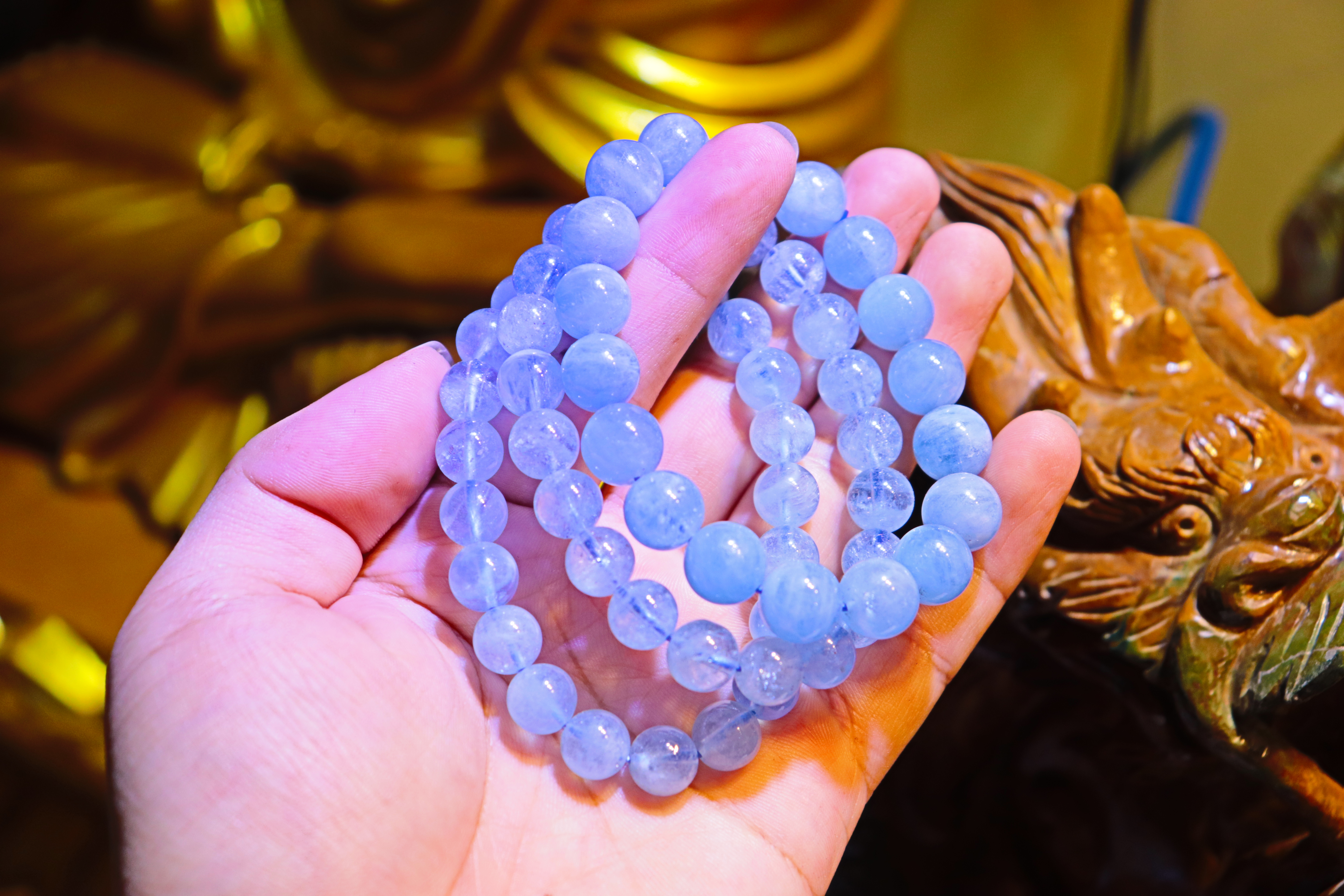 Vòng Tay Đá Aquamarine thiên nhiên 100%