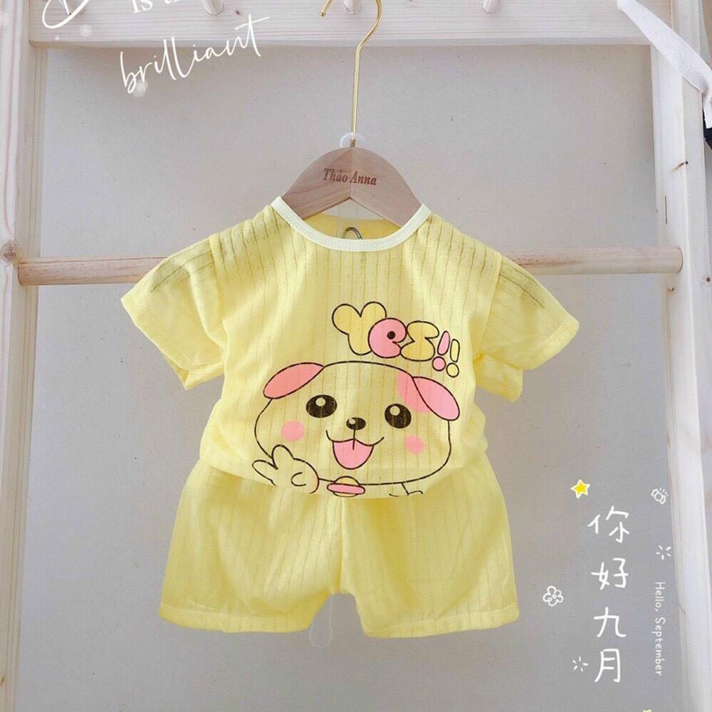 Bộ cotton giấy cộc tay, ngắn tay màu cho bé trai, bé gái, hàng loại 1, size 3-15kg