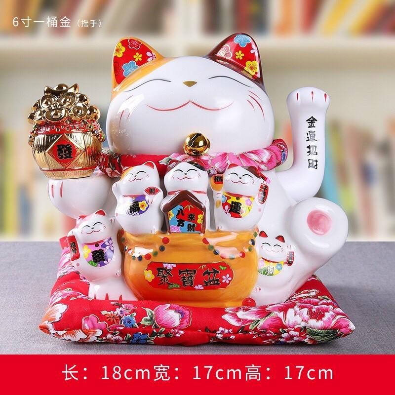 Mèo thần tài, mèo may mắn neko maneki 16cm 6inch