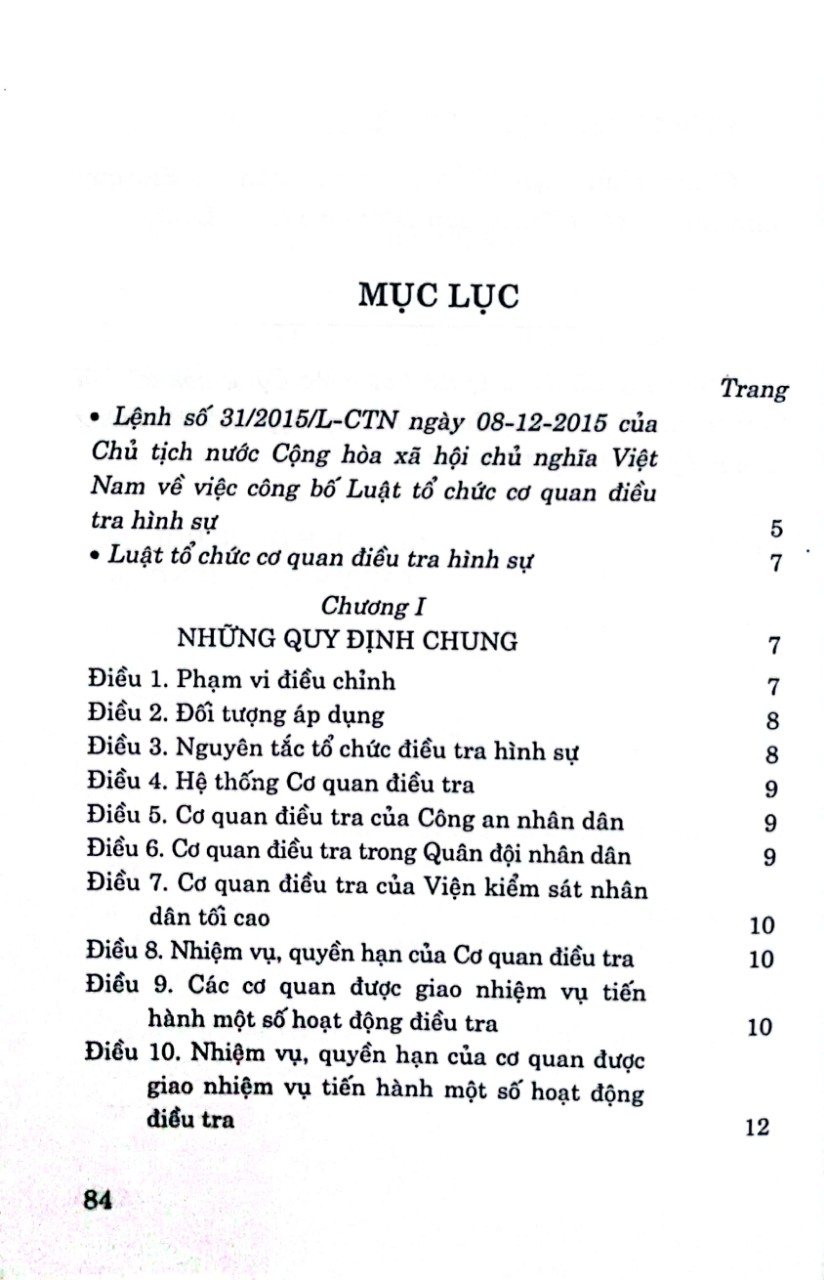 Luật Tổ chức cơ quan điều tra hình sự
