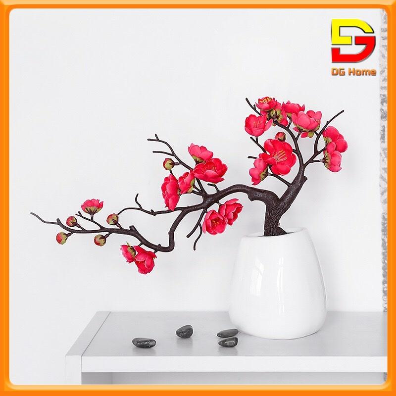 Hoa Giả Lọ Hoa Đào Bonsai Độc Đáo Trang Trí Để Bàn Phòng Khách Kệ Tủ Làm Quà Tặng Ý Nghĩa DH-23