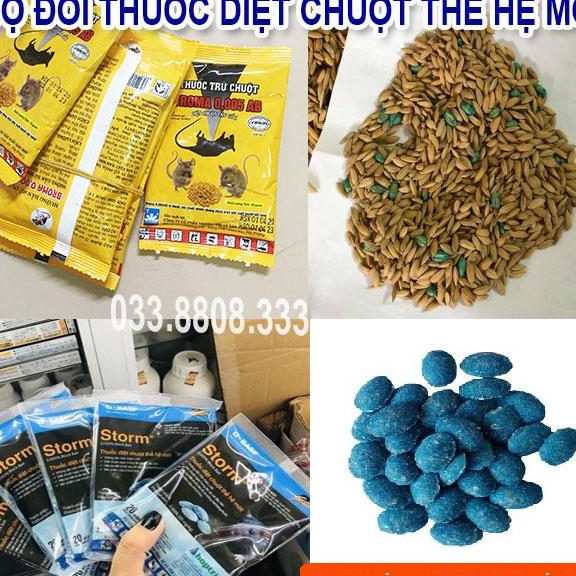 BỘ ĐÔI DIỆT CHUỘT THẾ HỆ MỚI GỒM KẸO CHUỘT VÀ THÓC CHUỘT BROMA 50G