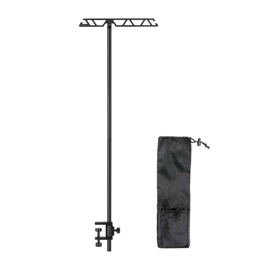Ground Nail and Desk-Mounted Dual Use Camping Detachable Lamp Holder Practical High Strength Metal Black Outdoor Hiking Light Bracket