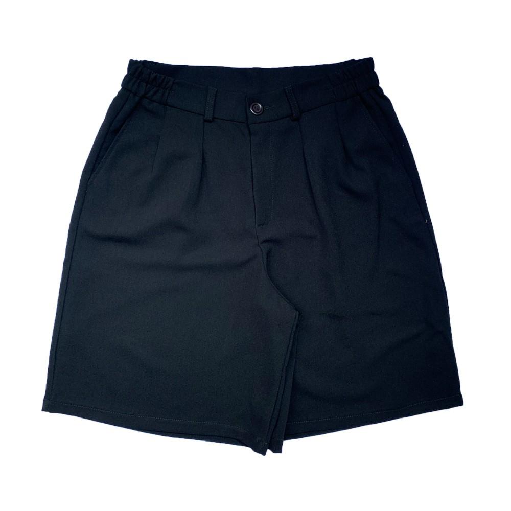 Quần short ống rộng Unisex nam nữ cạp cao màu đen CRQ023