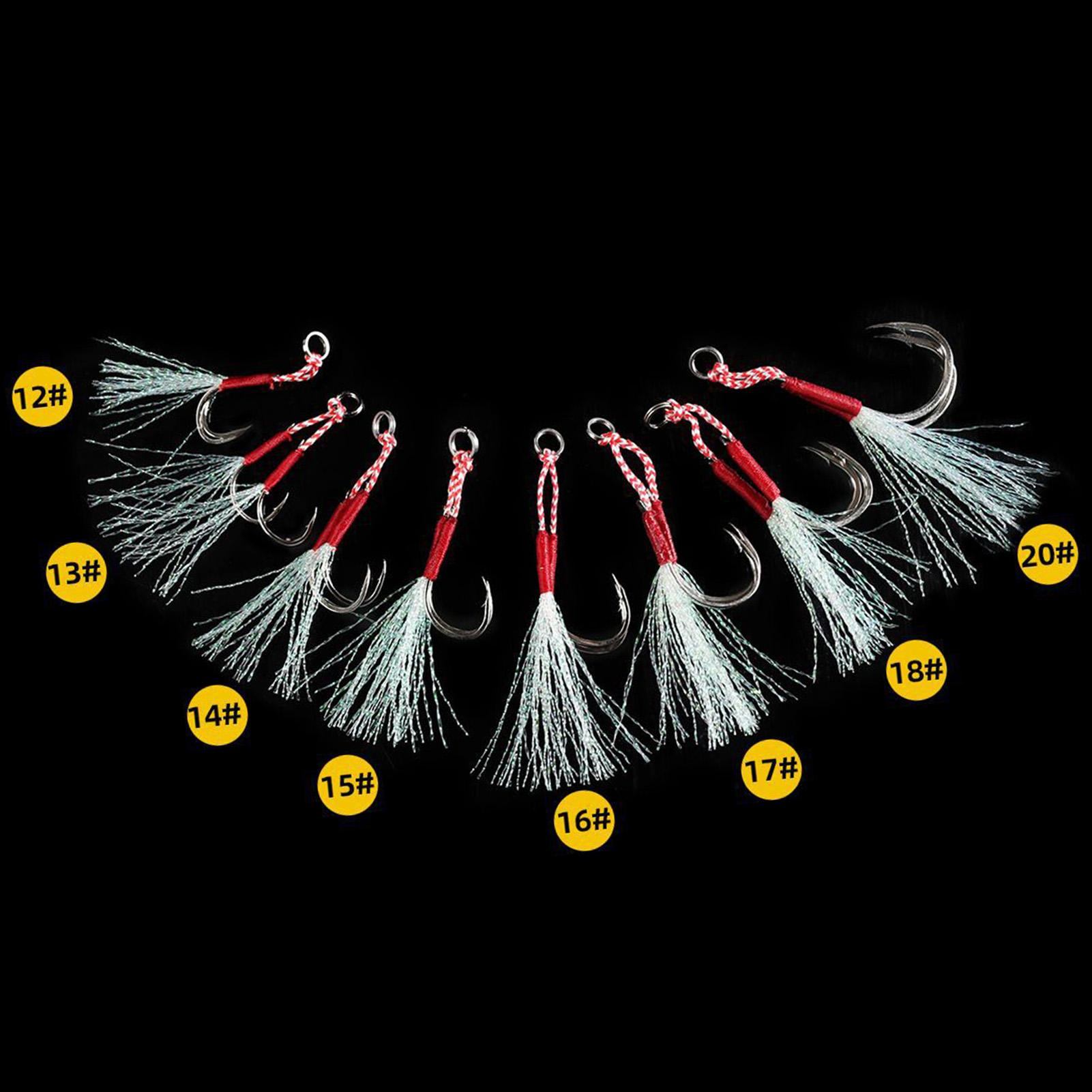 10 móc câu cá với đầu móc bằng thép gai được mài sắc nét ,Lông màu sáng thu hút cá cắn câu