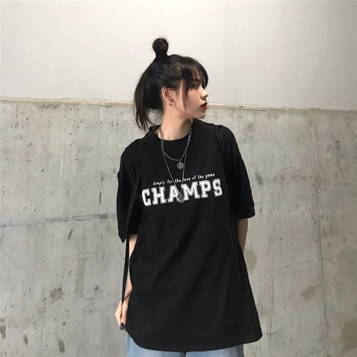 Áo thun tay lỡ Unisex Yinxx, áo phông form rộng Champs