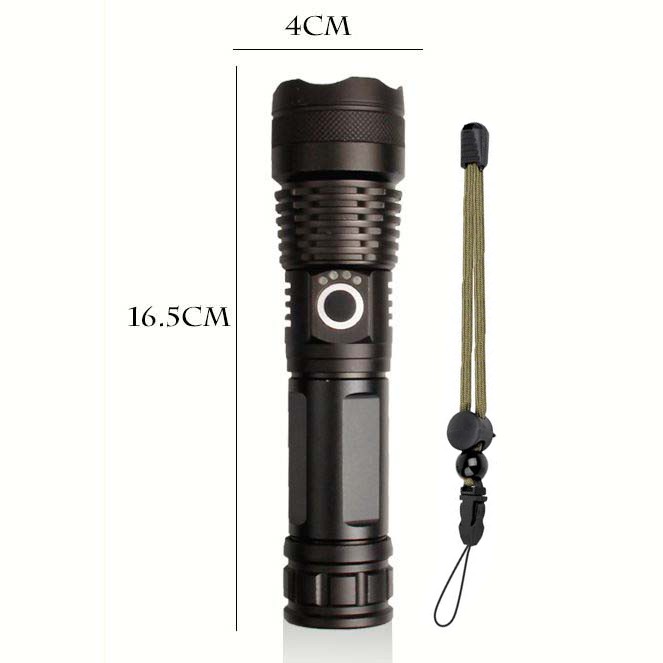 Đèn Pin Cầm Tay Siêu Sáng P50 Có Đèn Báo Dung Lượng Pin Mẫu Mới Tặng Kèm Pin 16850 Và Cáp Sạc FULLBOX - Chính Hãng