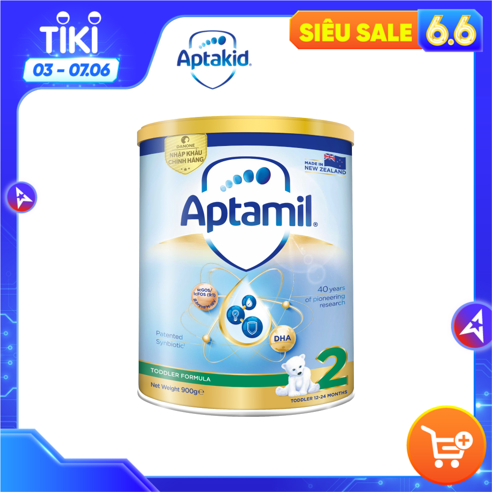 Sữa bột Aptamil New Zealand hộp thiếc số 2 (900g) cho bé 12-24 tháng tuổi