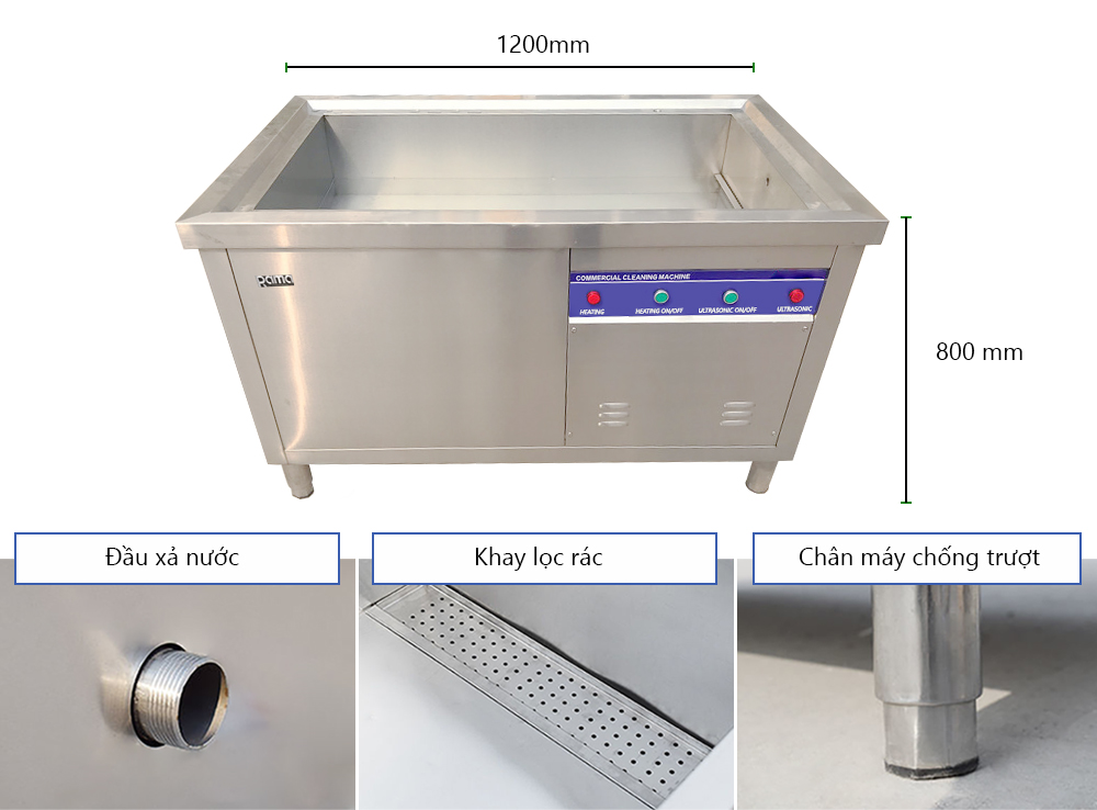 Máy rửa bát sóng siêu âm cho nhà hàng, bếp ăn tập thể  Rama RB1200 dung tích 180L - Hàng chính hãng