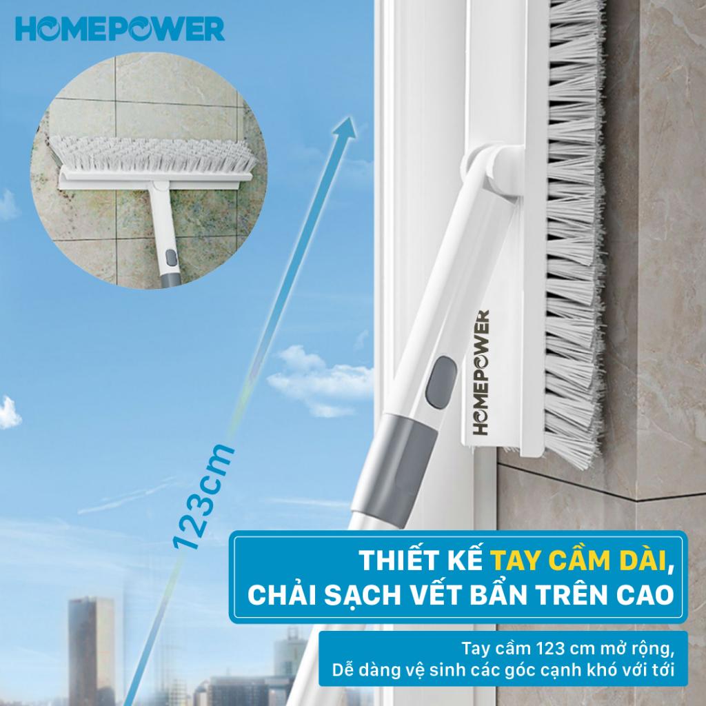 Cây Chà Sàn Nhà Tắm Homepower SV-01 Bản Nâng Cấp 2 Trong 1, Cọ Góc Tường Đầu Xoay 180 Độ Linh Hoạt