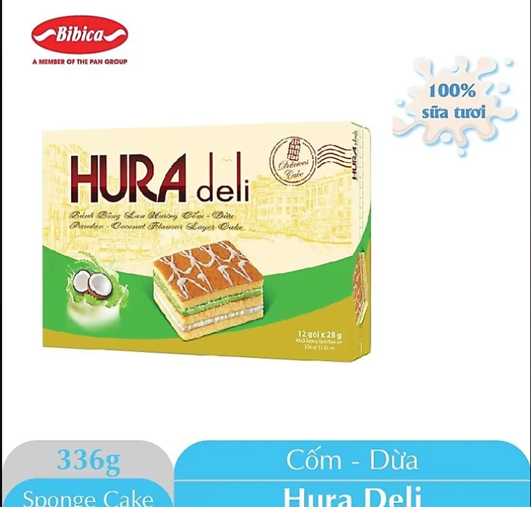 Bánh Bông Lan Hura DL 336 gram vị cốm Bơ Sữa