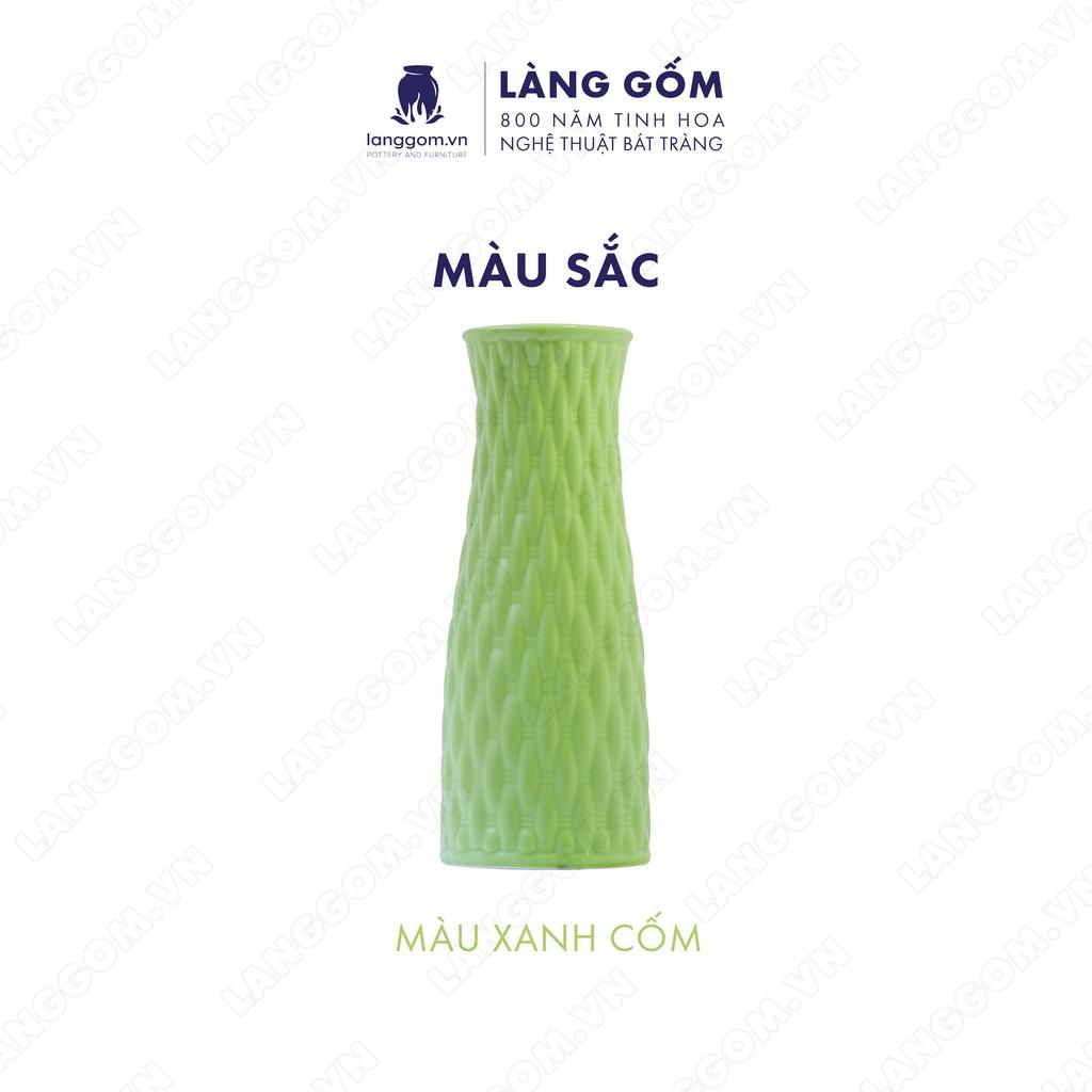 Bình hoa, lọ hoa Gốm sứ Bát Tràng cao cấp Men mát giỏ đan dùng làm quà tặng, trang trí - Làng Gốm Bát Tràng