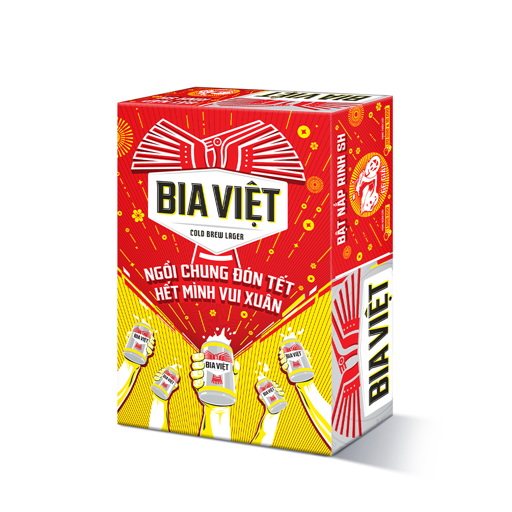 Thùng 12 lon Bia Việt 330ml - Bật nắp rinh SH