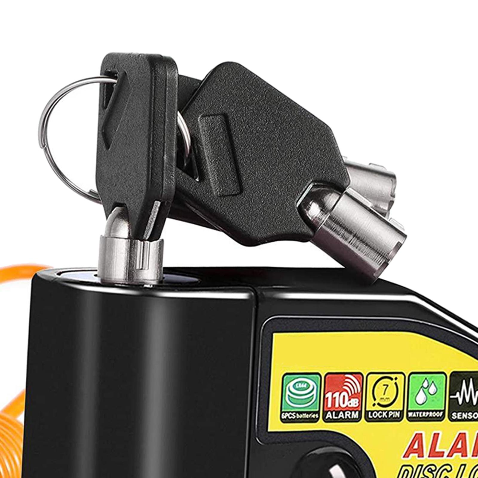 Disc Brake Lock Alarm with Alarm Sound Security w/ Reminder Cable Black