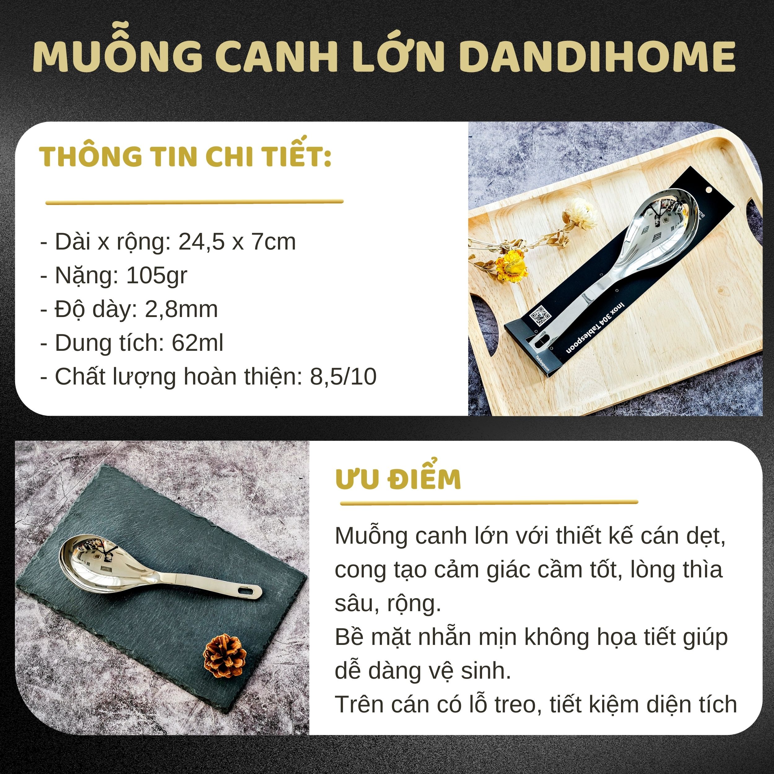 Muỗng canh DandiHome Inox 304