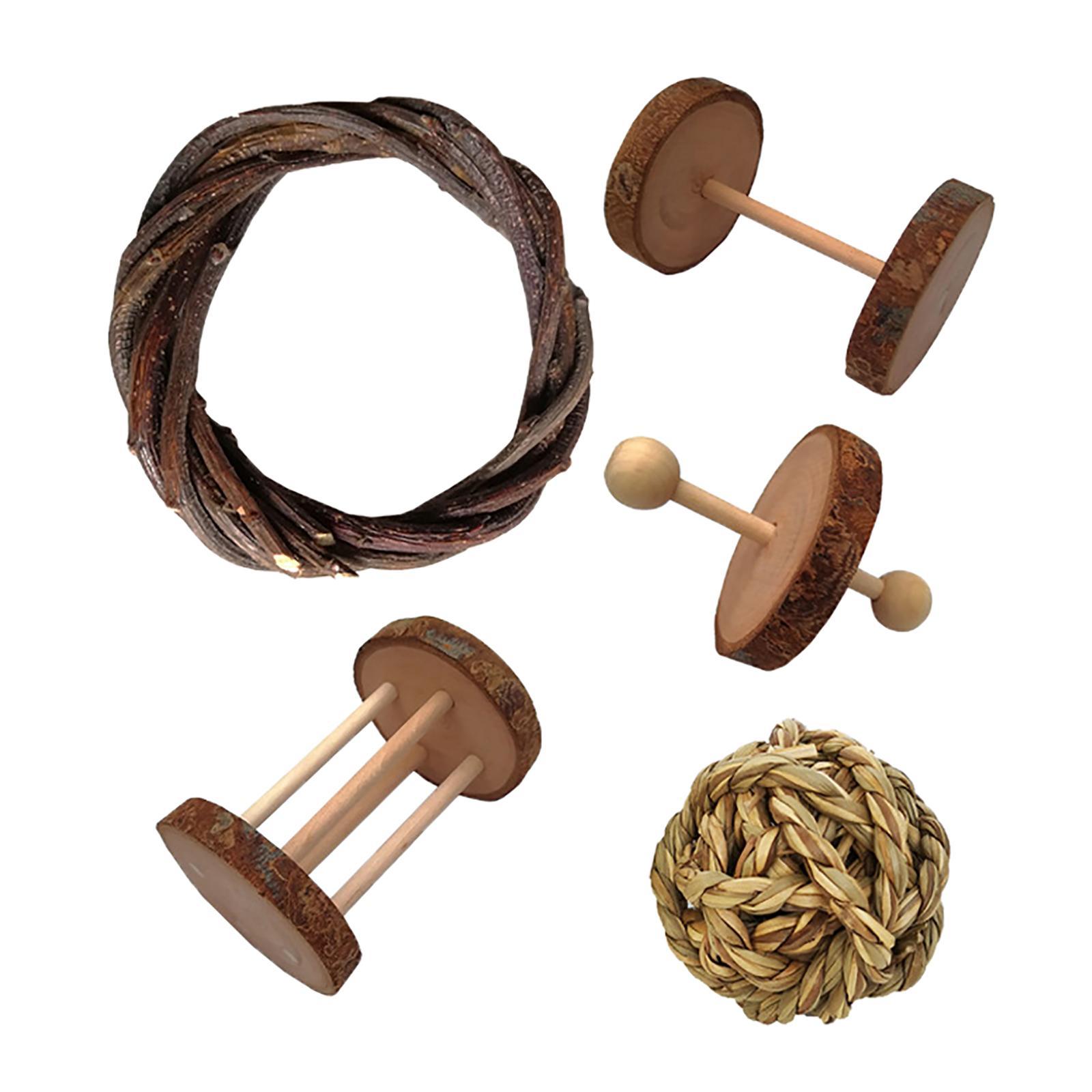 Wooden Hamster Chew Toy Hamster Rabbit Guinea Pig Toy Accessories Set