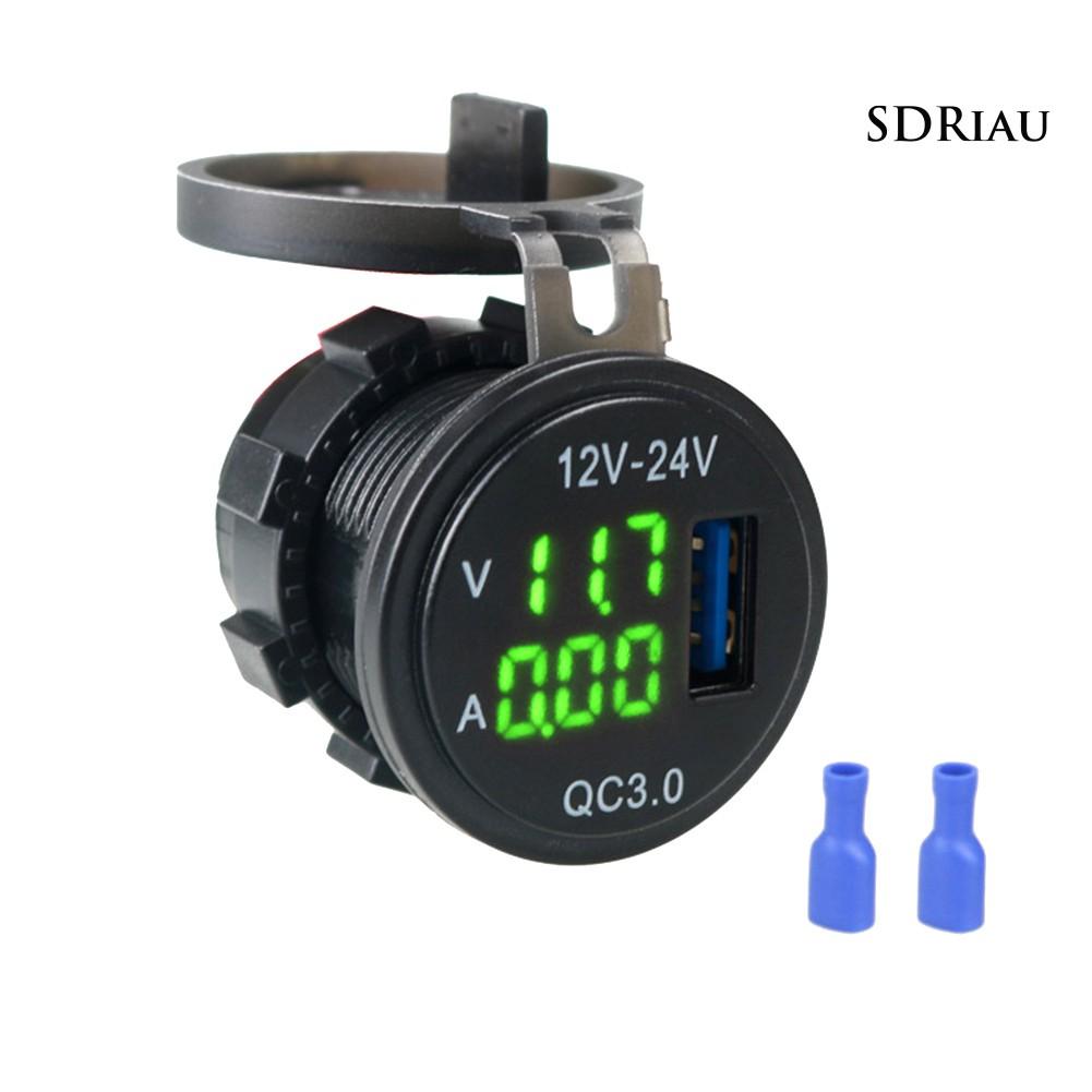Đồng Hồ Vôn Kế Điện Tử 3 Trong 1 Qc3.0 Cho Xe Hơi