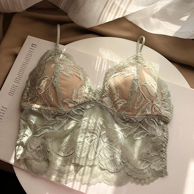 Pháp Ren Push Up Bộ Áo Ngực Nữ Dây Giá Rẻ Quần Lót Siêu Mỏng Tam Giác Cúp Áo Lót Lãng Mạn Đen Thêu áo Bralette