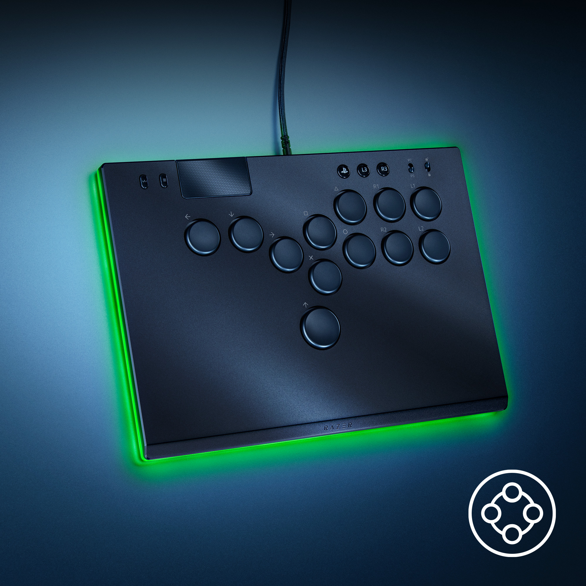 [NEW] Razer Kitsune - All-Button Optical Arcade Controller for PS5™ and PC (Bộ điều khiển Arcade) | Low-Profile Optical Switches | Slim Form Factor | Removable Top Plate | Chroma RGB Lighting | USB Type C