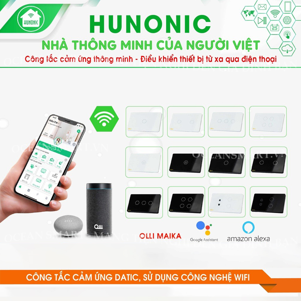 Công Tắc Cảm Ứng Wifi Datic, Công Tắc Kèm Ổ Cắm 2IN1 - DTSW02M