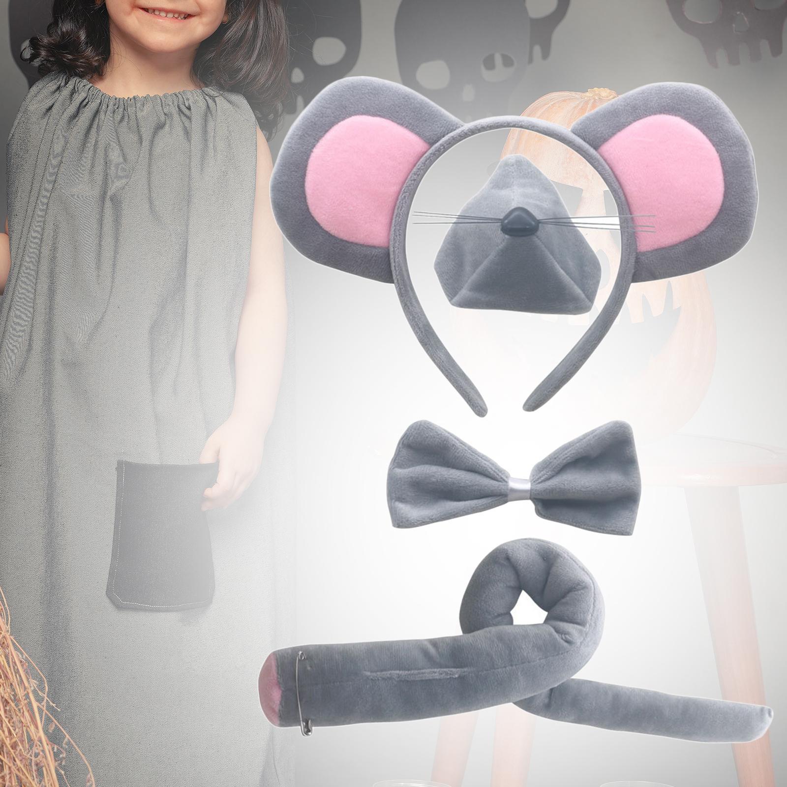 Mouse Ears Headband, Bowtieand Tail Accessories Set for Halloween Party Prom