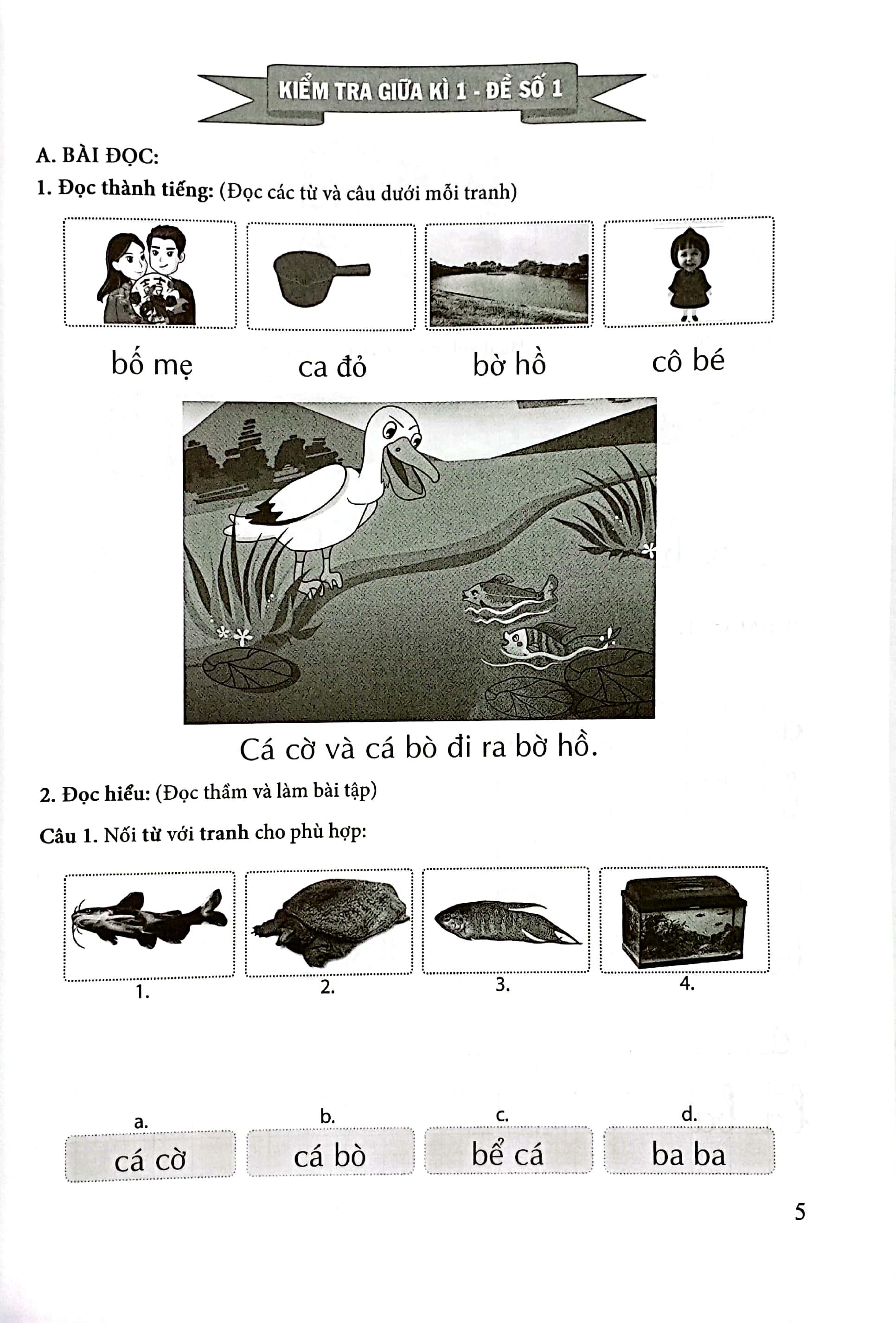 Bộ Đề Kiểm Tra Môn Tiếng Việt Lớp 1
