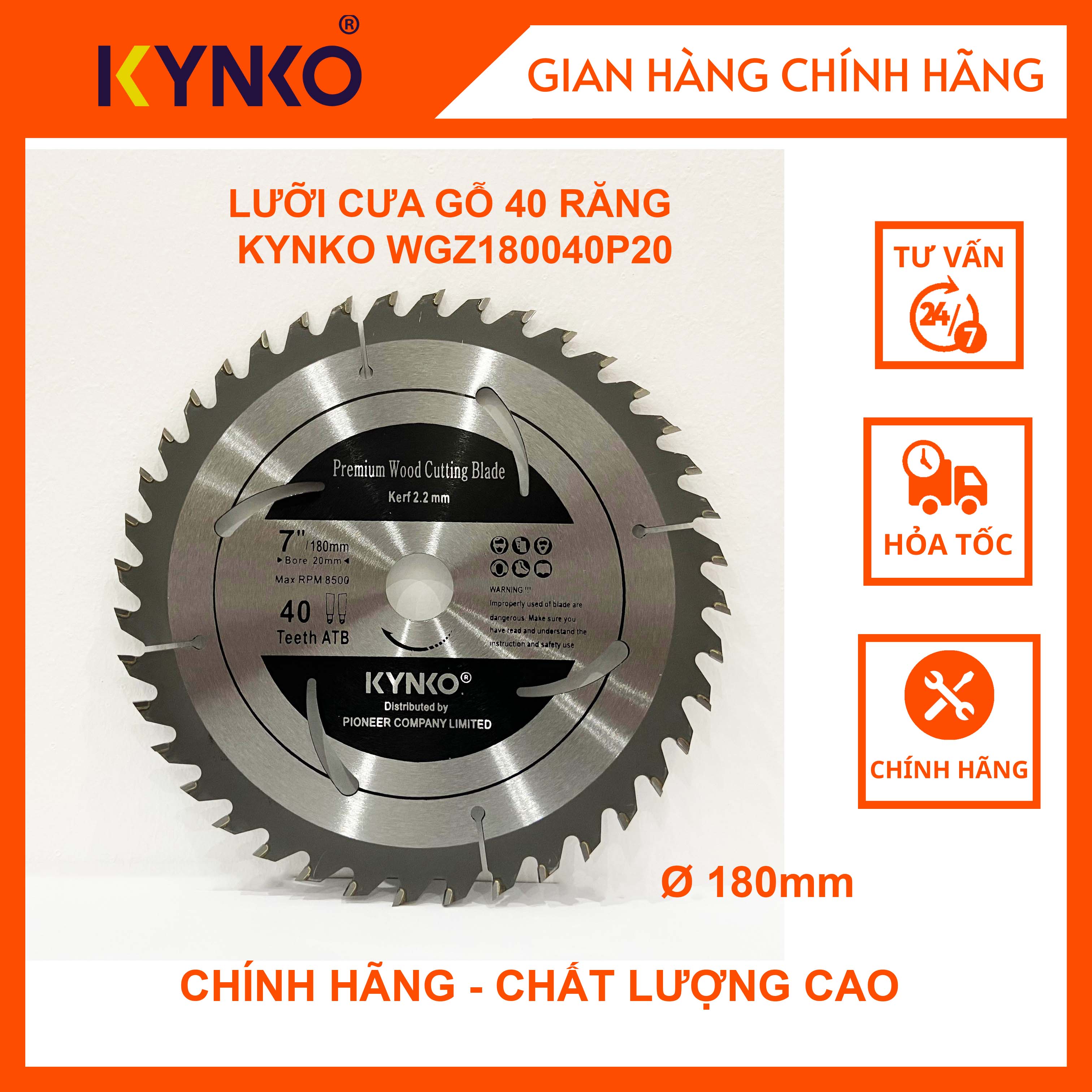 LƯỠI CƯA GỖ 40 RĂNG KYNKO WGZ180040P20 CHÍNH HÃNG GIÁ TỐT