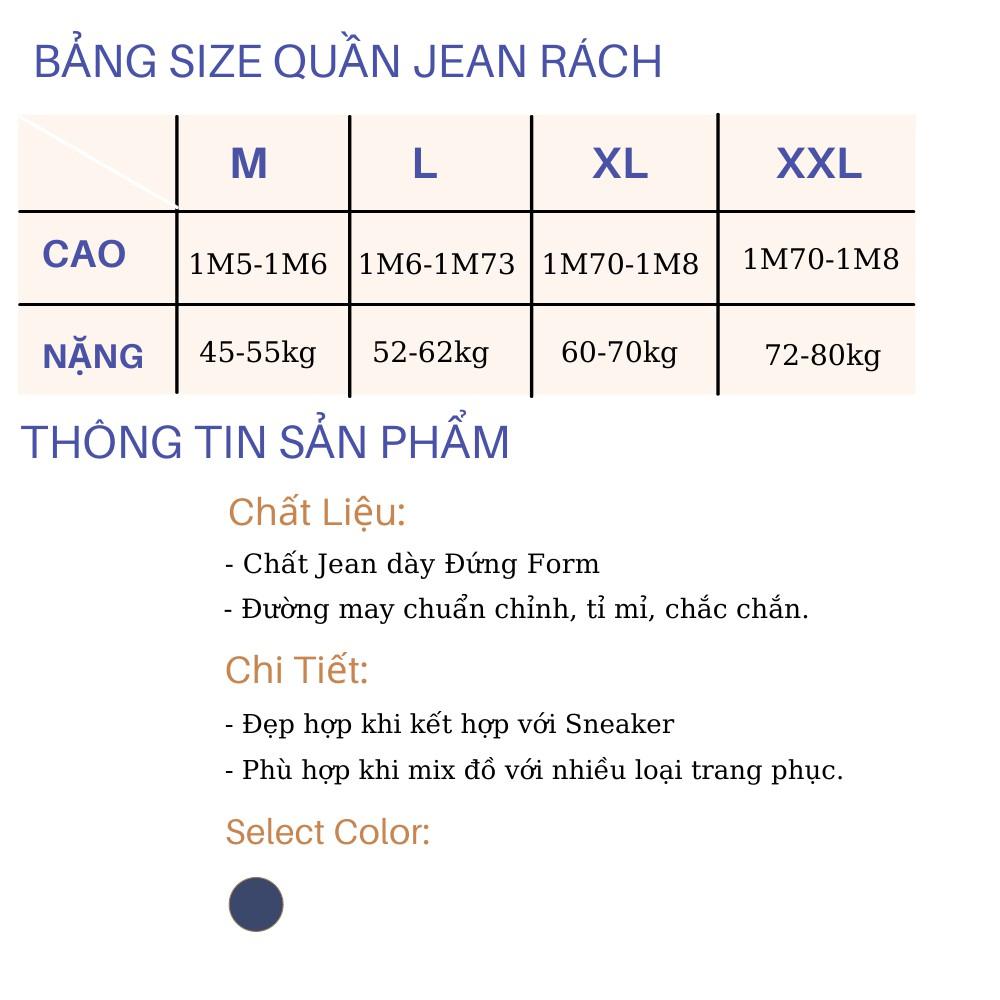 Quần jean nam rách gối ống rộng dáng suông form baggy đứng hack chân chất rin bò dày dặn FFSTORE