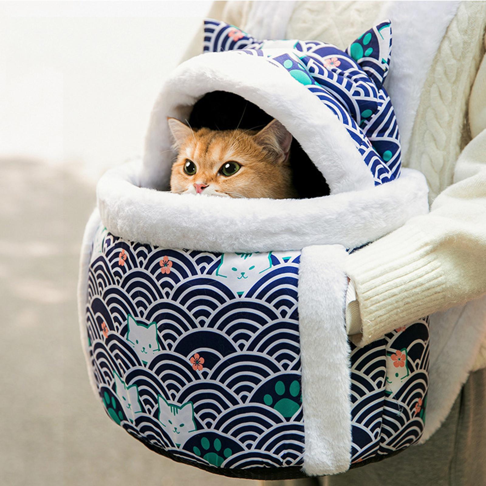Pet Cat Carrier Bag Backpack Warm Breathable Chest Bag for Puppy Kitten Walking Camping