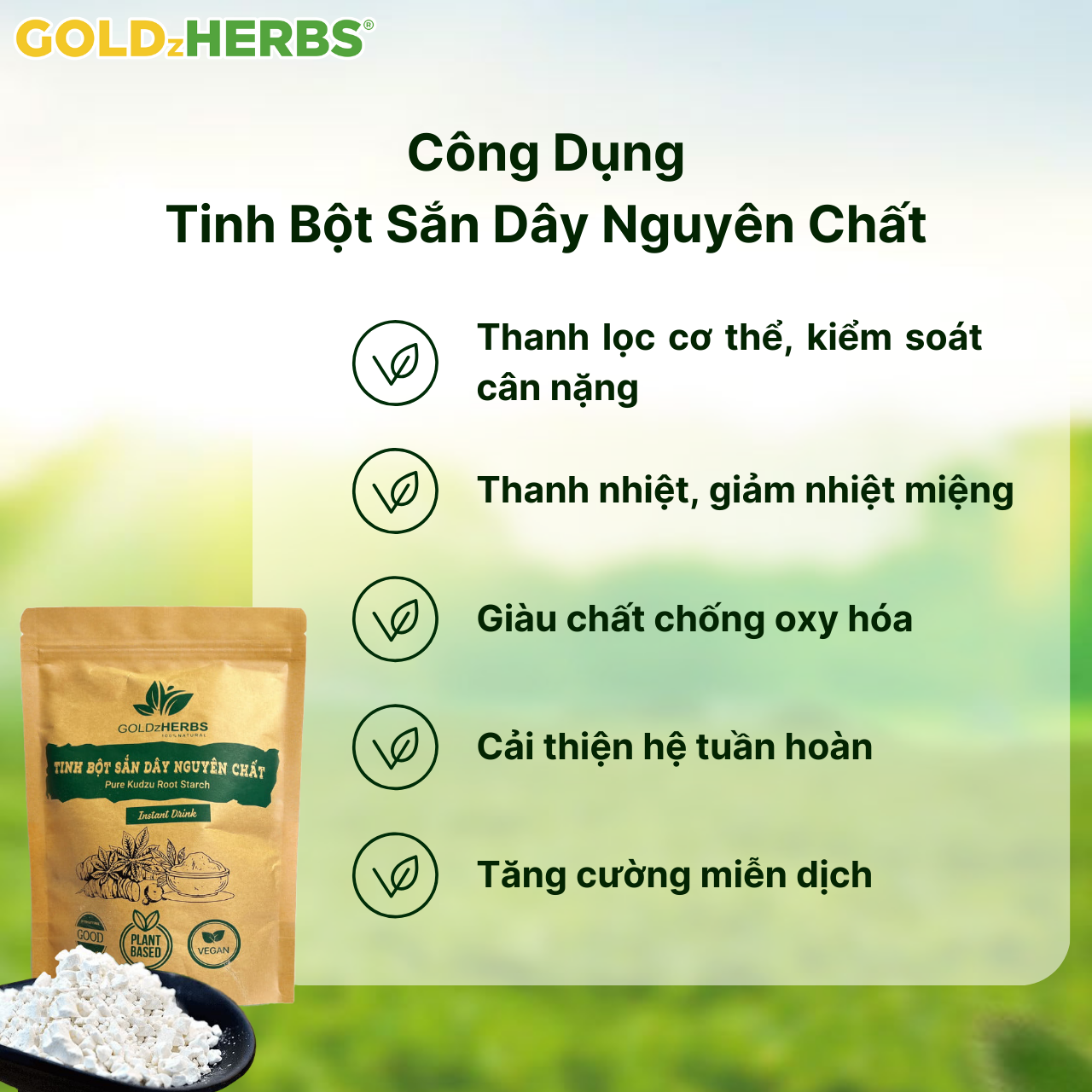 Tinh bột sắn dây nguyên chất GoldzHerbs – 250g
