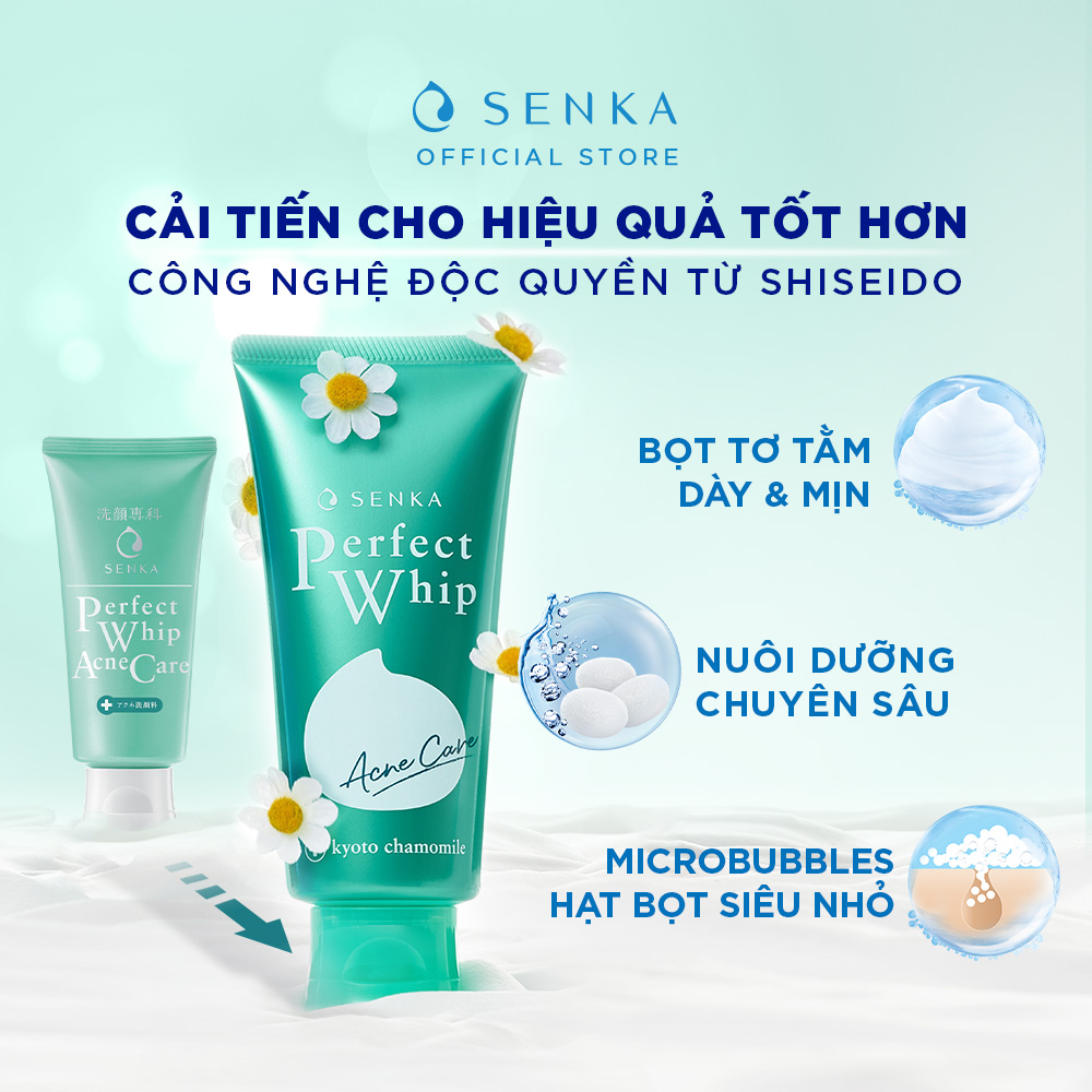 Sữa rửa mặt Senka dành cho da mụn Perfect Whip Acne Care 100g