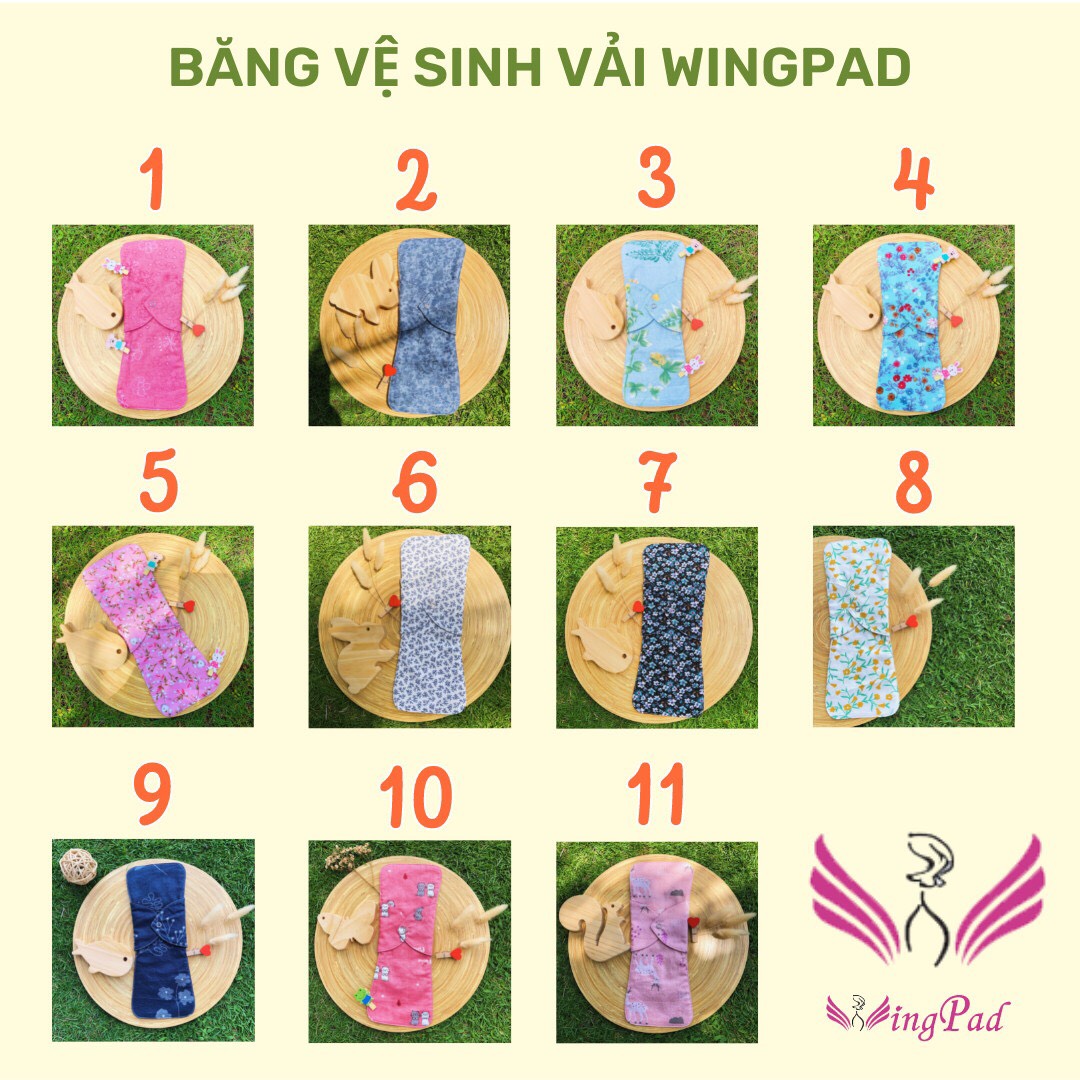 [MẪU MỚI] Size 29cm Kiểu LÕI RỜI nền XÁM Băng vệ sinh vải WingPad - BAN ĐÊM