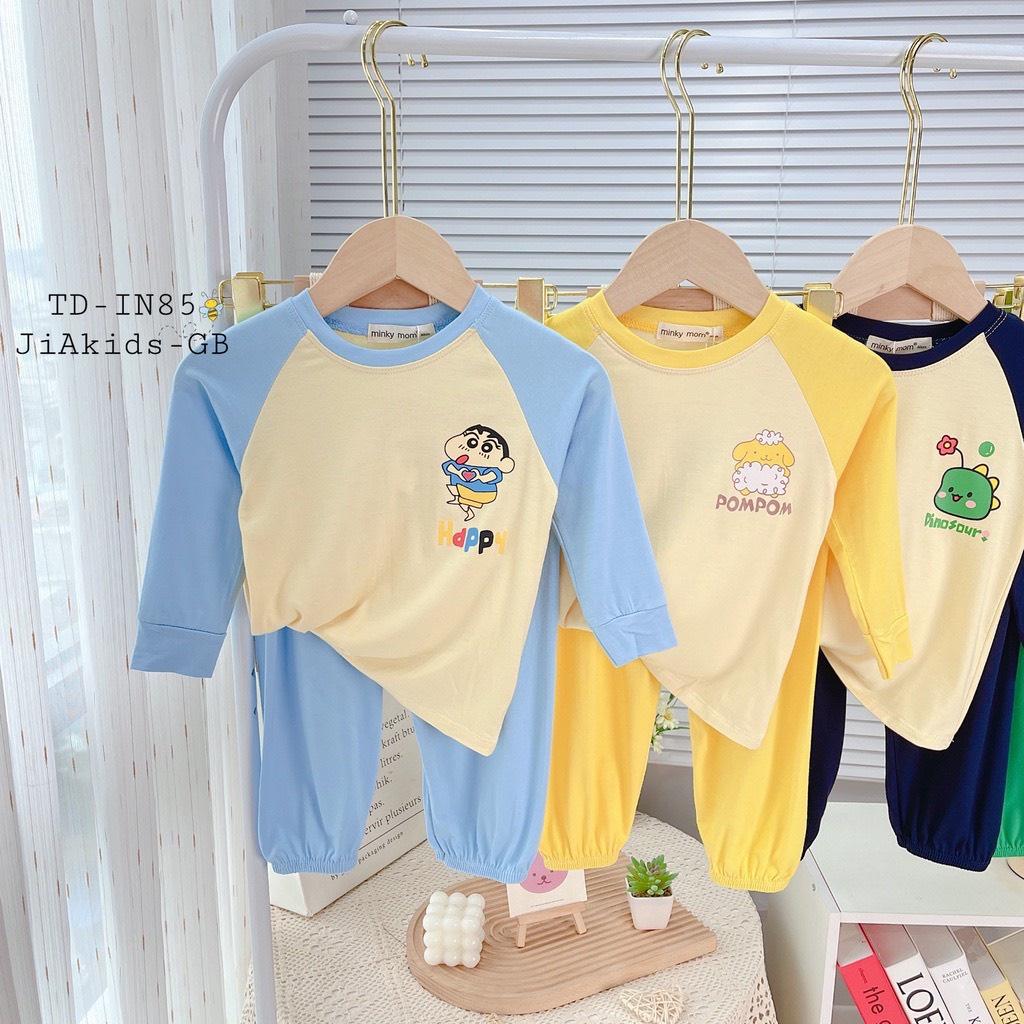 Bộ Quần Áo Dài Tay MINKY MOM Thun Lạnh cho Trẻ Em, Bé Trai Bé Gái In Hình Dễ Thương vải mềm mịn thoáng mát TD50