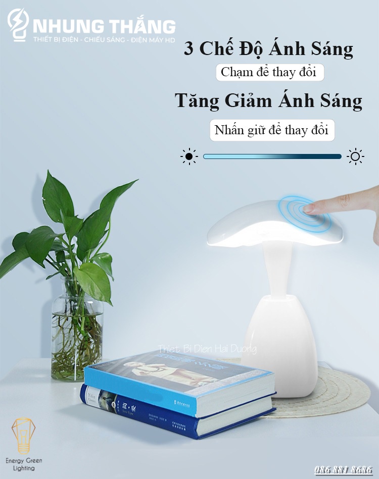 Đèn Bàn Hình Cây Nấm ZDT-5888 - 3 Chế Độ Ánh Sáng - Tăng Giảm Ánh Sáng - Pin Sạc Tích Điện