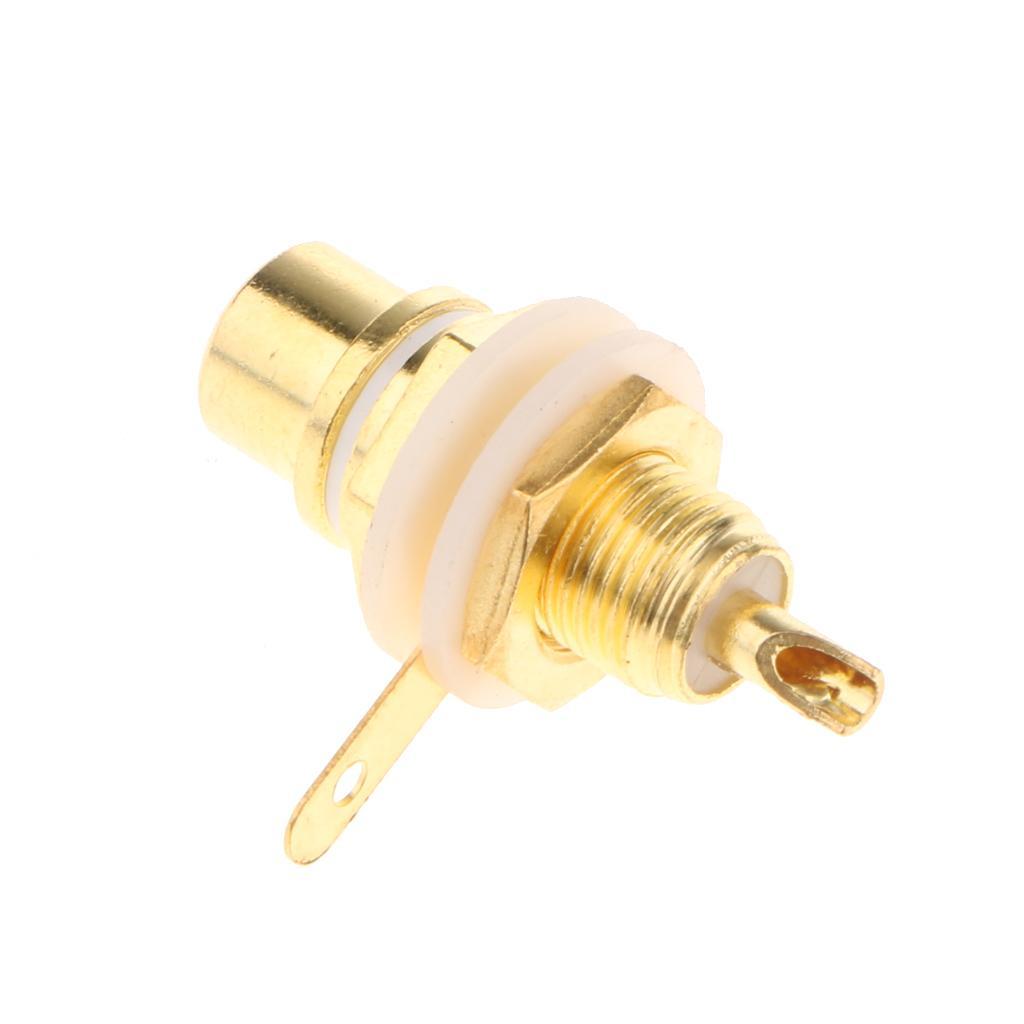 2Pcs 24k Gold Plated RCA Jack / Socket Audio Video Female Cable Connector