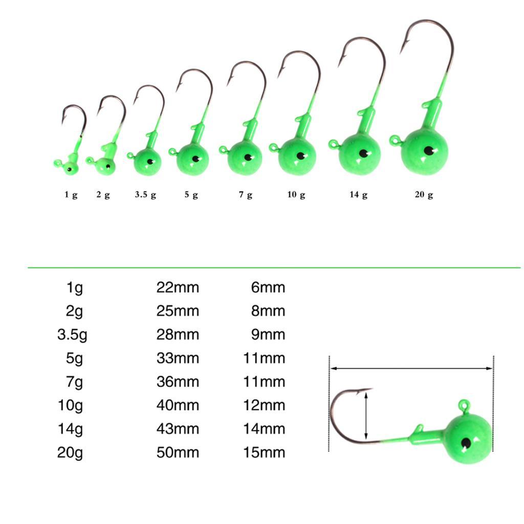 55Pcs Glow Fishing Jig Head Metal Hooks Hard Bait Lure Jig Tackle Equipment