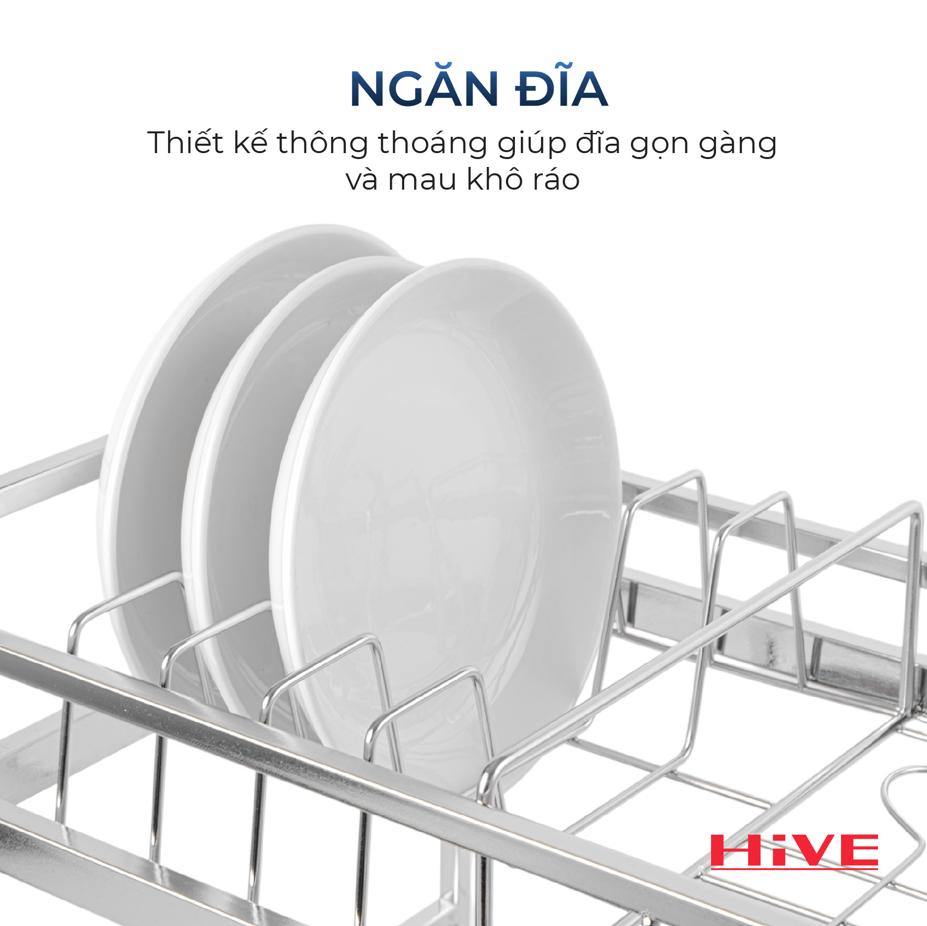 Kệ Chén Bát 2 tầng HiVE new Inox nguyên khối 304