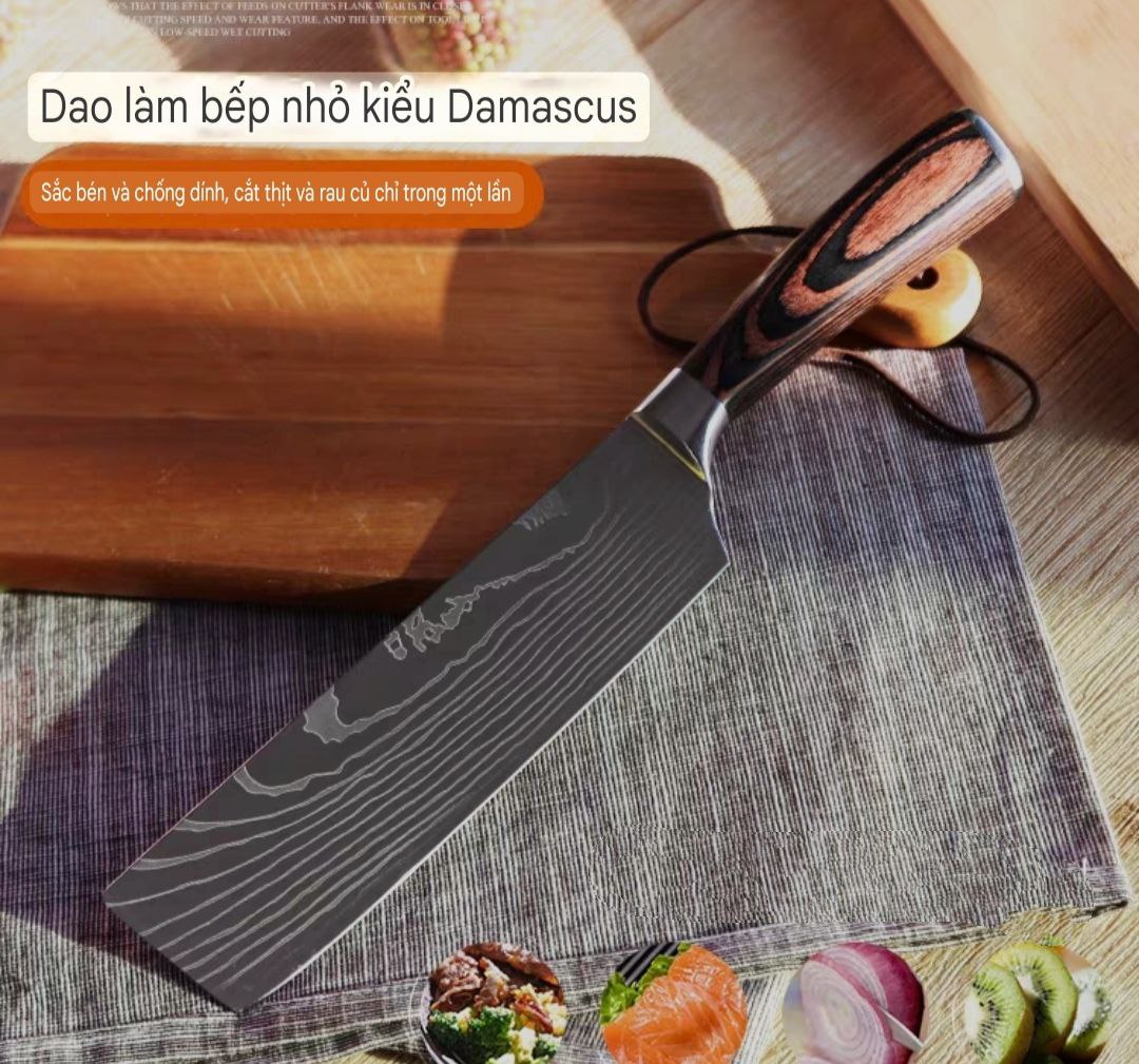 3 KIỂU MẪU DAO BẾP NHẬT SANTOKU THÉP DAMASCUS NHẬT BẢN CAO CẤP