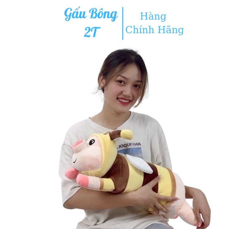 Gấu Bông Heo-Gấu Bông Heo Cosplay Ong Vàng-Gấu Bông 2T-Thú Bông, Gối Ôm,  Đồ Chơi Cho Bé, Vải Nhung Co Giãn Mềm Mịn Bông Gòn Cao Cấp Đầy Đặn