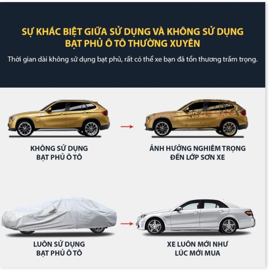 Bạt phủ xe ô tô Tráng Bạc loại tốt 3 lớp chống nóng, chống mưa, chống cháy