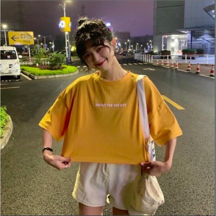 Áo Croptop nữ form rộng Unisex YOU ARE NOT 1 Freesize 45-70kg, áo thun nam form rộng tay lỡ